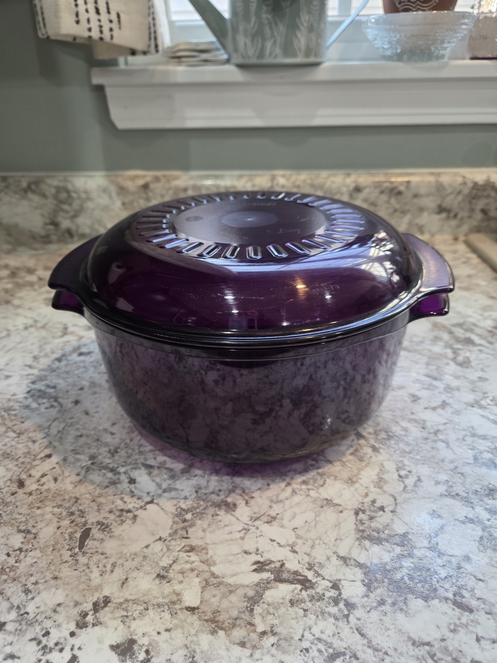 TUPPERWARE TUPPERWAVE STACKABLES  3QT/3L WITH COVER - PURPLE - 2 PIECES